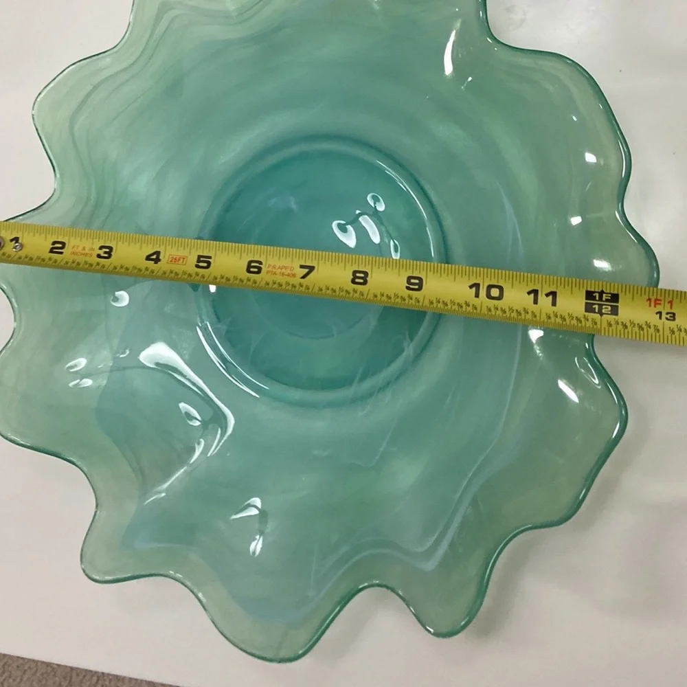 Pier 1 Teal Glass Decorative Plate - Picture 3 of 3